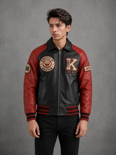 Men's Vintage Racing Leather Bomber Jacket for Classic Streetwear