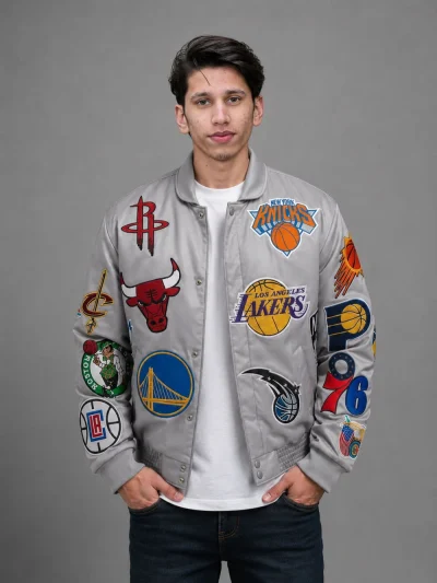 Men’s NBA Patch Leather Varsity Jacket for Bold Streetwear Fashion