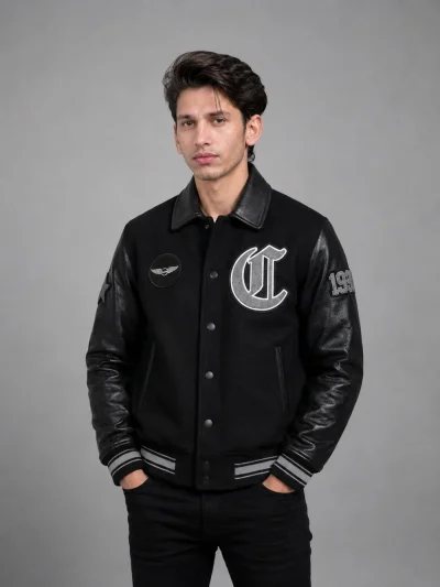 Men’s Black Varsity Jacket for Premium Retro Streetwear