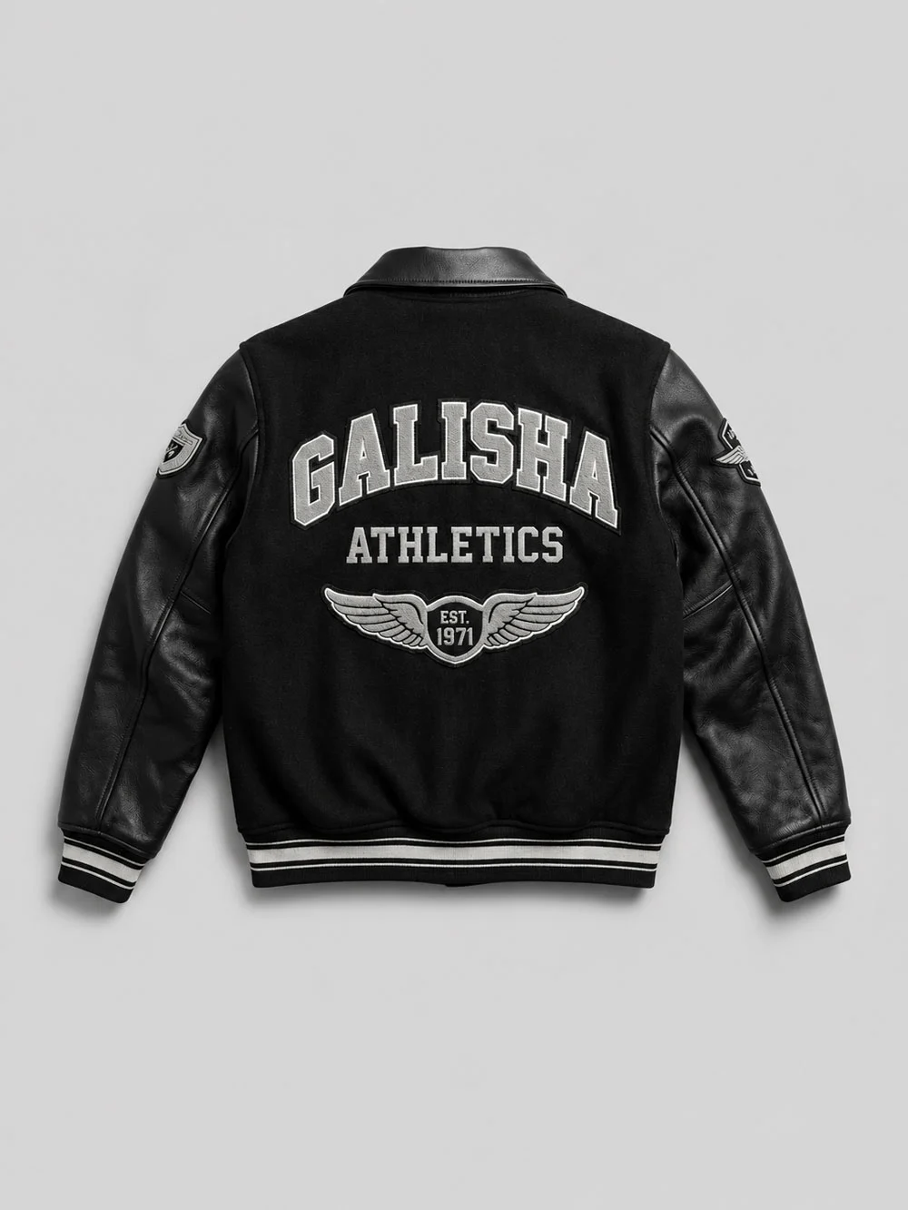 Men’s-Black-Varsity-Style-Jacket-–-Wool-Letterman-Jacket-Retro-Streetwear-back Black and white college jacket for casual streetwear