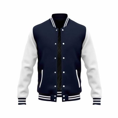 Men’s Navy Blue and White Varsity Bomber Jacket