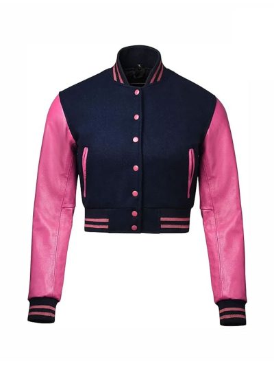 Women’s Blue and Pink Varsity Bomber Jakcet