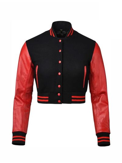 Women’s Red and Black baseball varsity jacket