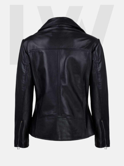 Leathwear Alfonsino Black Leather Biker Jacket Women Back Side