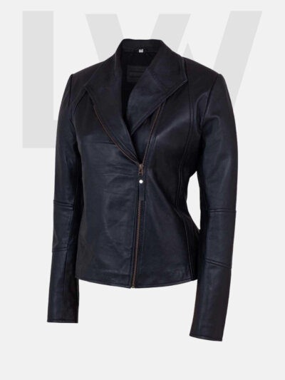 Arripis Black Leather Biker Jacket Women