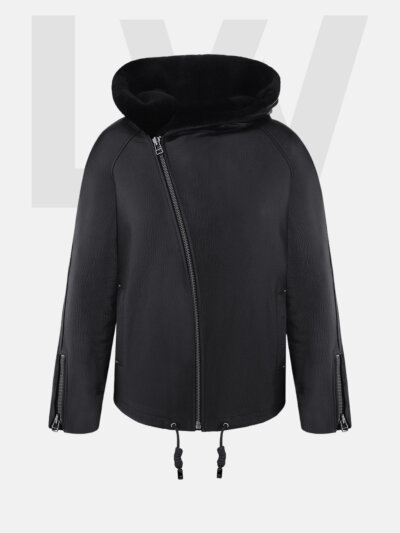 Barracuda Women’s Black Hooded Leather Jacket