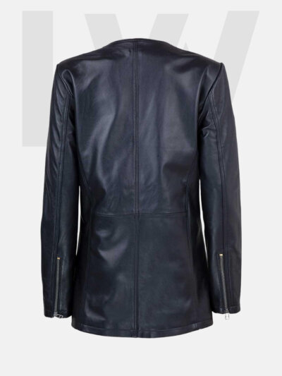 Leathwear Blunt Black Leather Coat Women’s Back Side