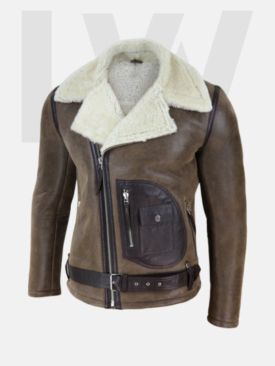 Bocaccio Brown Leather Biker Jacket Men