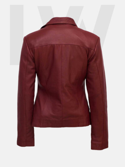 Leathwear Bramble Red Leather Biker Jacket Women Back Side