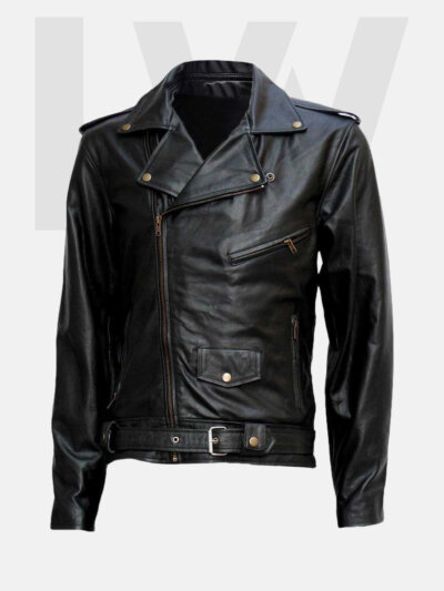 Cobia Black Leather Biker Jacket Men