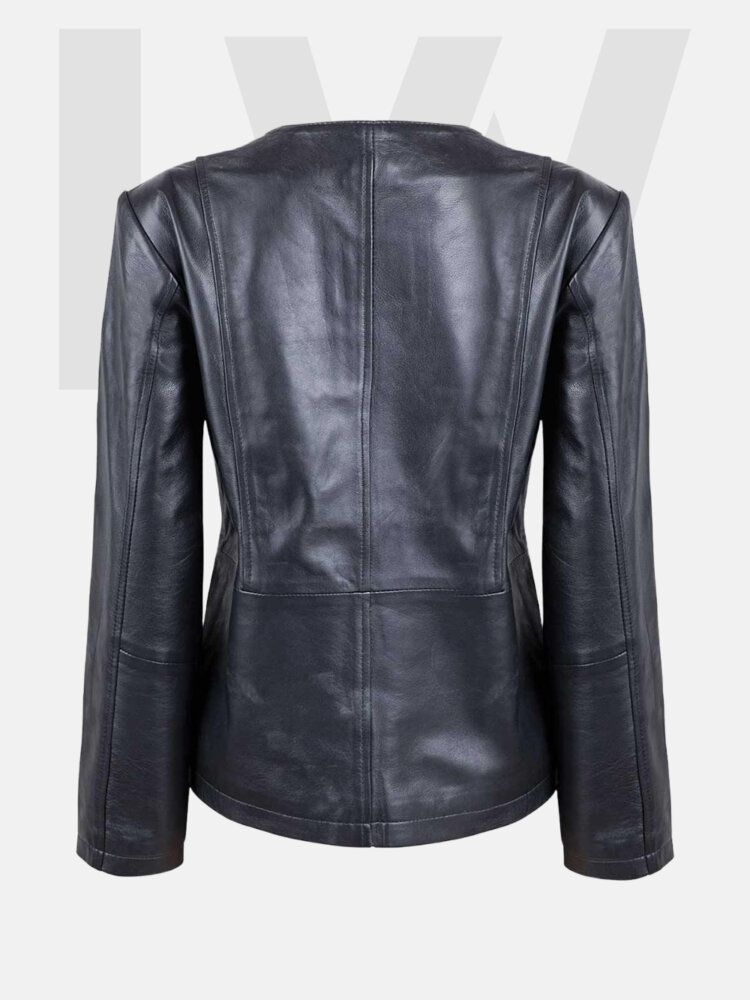 Leathwear Codlet Black Leather Biker Jacket Women Back Side