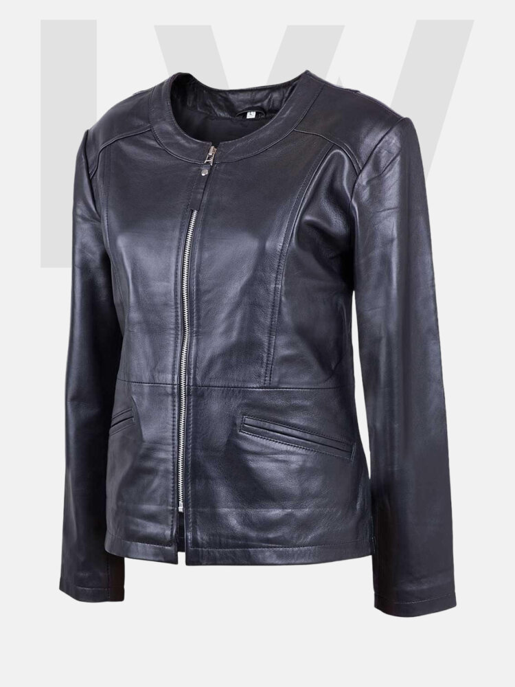 Leathwear Codlet Black Leather Biker Jacket Women Front Side