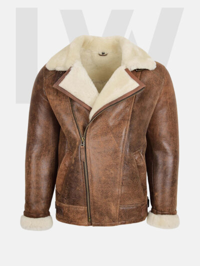 Danio Vintage Brown Leather Biker Jacket Men