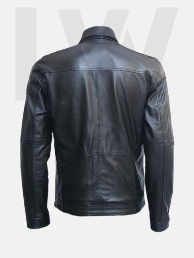 Leathwear Dorab Black Leather Biker Jacket Men Back Side