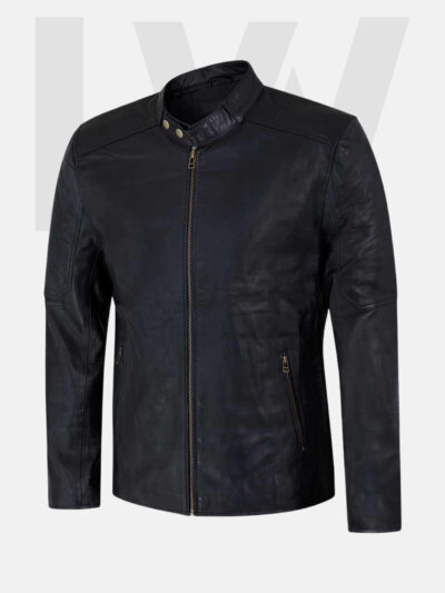 Elver Black Leather Biker Jacket Men