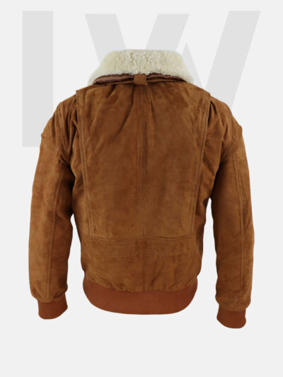Leathwear Eucla G-1 Brown Suede Leather Bomber Jacket Men’s Back Side