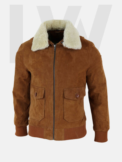 Eucla G-1 Brown Suede Leather Bomber Jacket Men’s