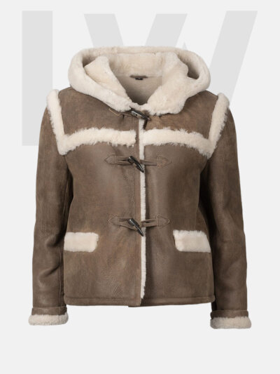 Goby Brown Hooded Leather Coat Women's