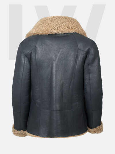 Leathwear Gravel Black Leather Coat Women’s With Brown Fur Back Side