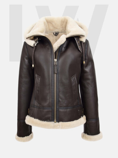 Hake B3 Brown Bomber Jacket Women's With Hood Detachable