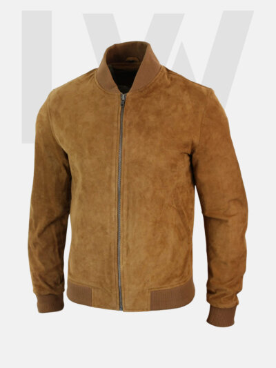 Inconnu Brown Suede Leather Bomber Jacket Men’s