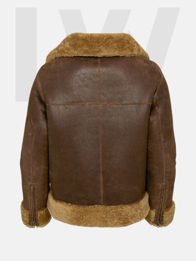 Leathwear Kahawai B3 Distressed Brown Bomber Jacket Women’s Back Side