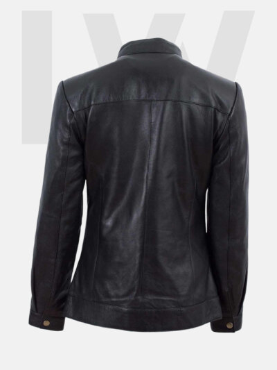 Leathwear Lance Black Leather Biker Jacket Women Back Side