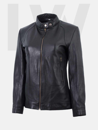 Lance Black Leather Biker Jacket Women