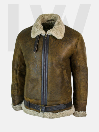 Lenok B3 Distressed Brown Bomber Jacket Men's