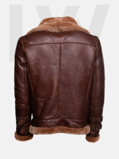 Leathwear Mackerel B3 Brown Bomber Jacket Men Back Side