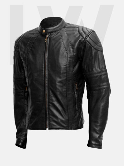 Marlin Black Leather Biker Jacket Men