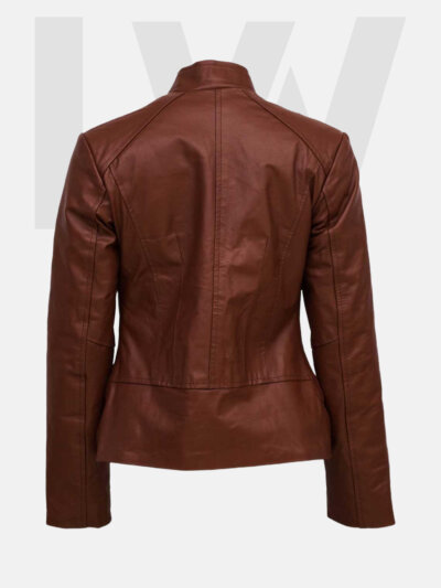 Leathwear Moras Women’s Brown Leather Jacket Back Side