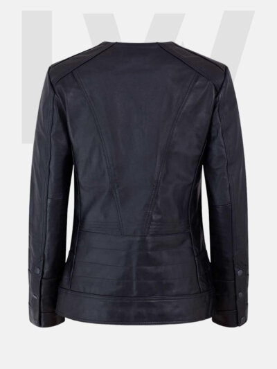Leathwear Orbic Women’s Black Leather Jacket Back Side