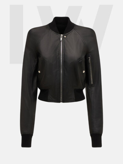 Pleco Black Cropped Bomber Jacket Women's