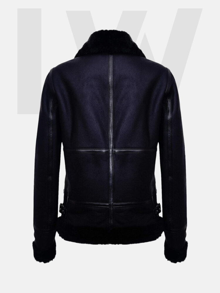 Leathwear Remora B3 Black Bomber Jacket Women’s Back Side