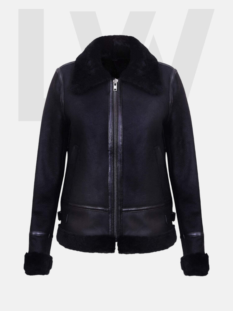 Leathwear Remora B3 Black Bomber Jacket Women’s Front Side