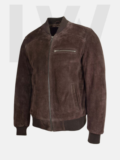 Rivuline Brown Suede Leather Bomber Jacket Men’s