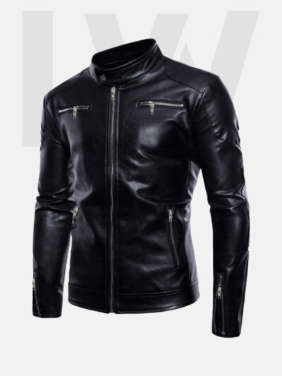 Shiner Black Leather Biker Jacket Men