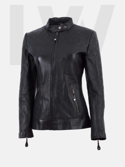 Thresher Women’s Black Quilted Leather Biker Jacket