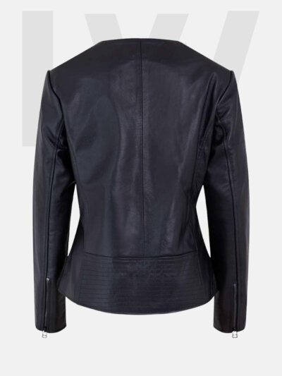 Leathwear Vimba Black Leather Biker Jacket Women Back Side