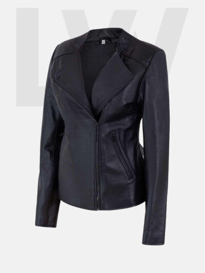 Vimba Black Leather Biker Jacket Women
