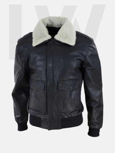 Weaver A-2 Black Leather Bomber Jacket Men’s