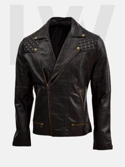 Weever Black Quilted Leather Biker Jacket Men