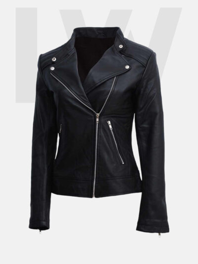 Yazoo Black Leather Biker Jacket Women